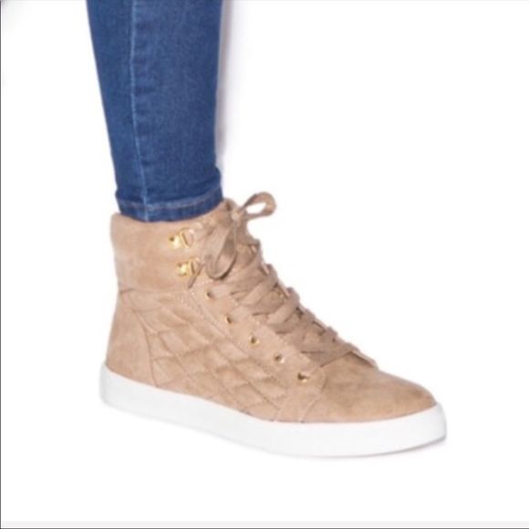 Tan Quilted Sneakers - Picture 2 of 3